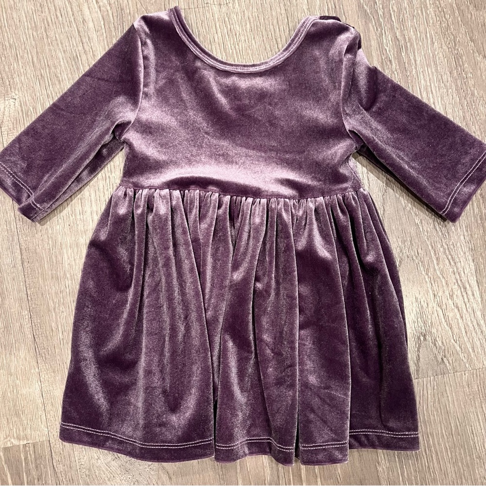 Mila & Rose crushed velvet purple toddler dress